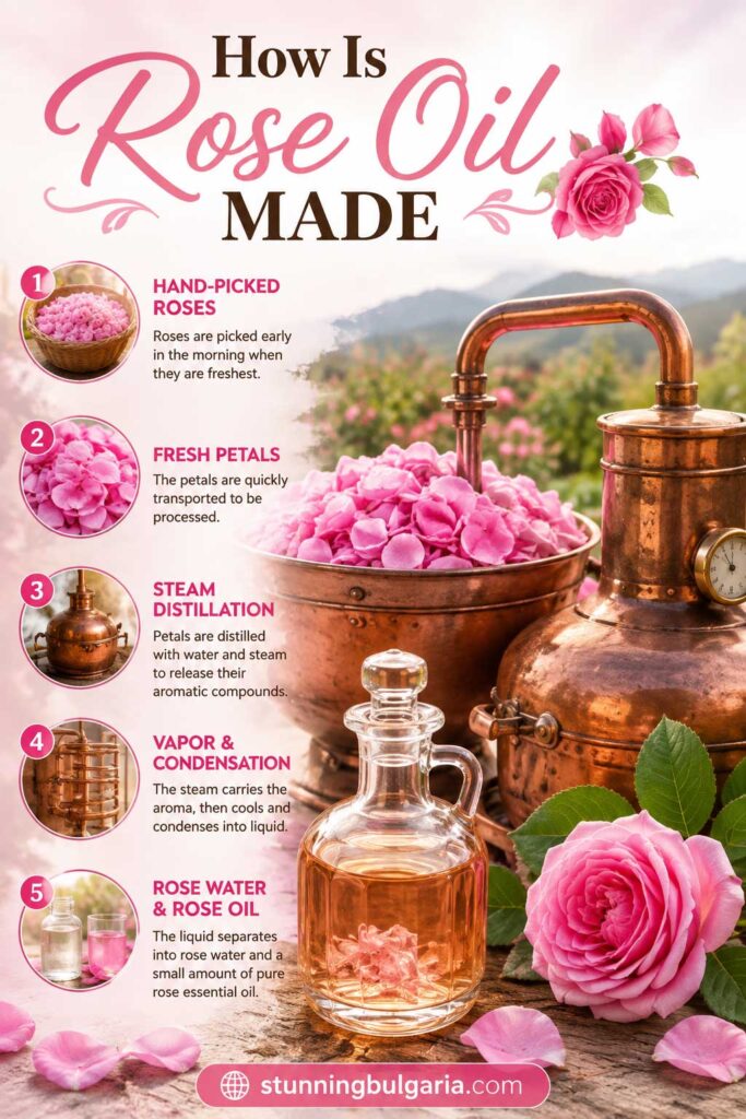 How Is Rose Oil Made infographic