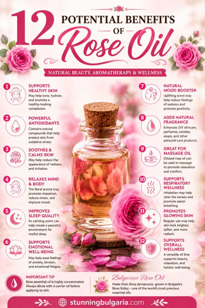 Rose Oil Benefits Infographic